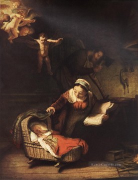  Engel Malerei - die Heilige Familie mit Engeln Rembrandt